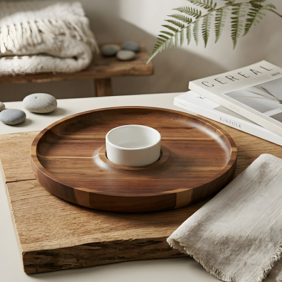 Wooden Rotating Serving Platter